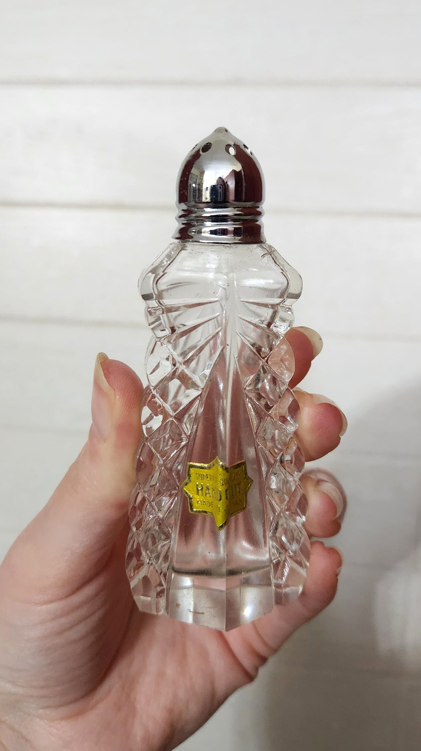 Hand Cut Crystal Salt and Pepper Shakers Set