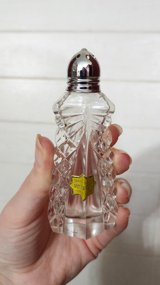 Hand Cut Crystal Salt and Pepper Shakers Set