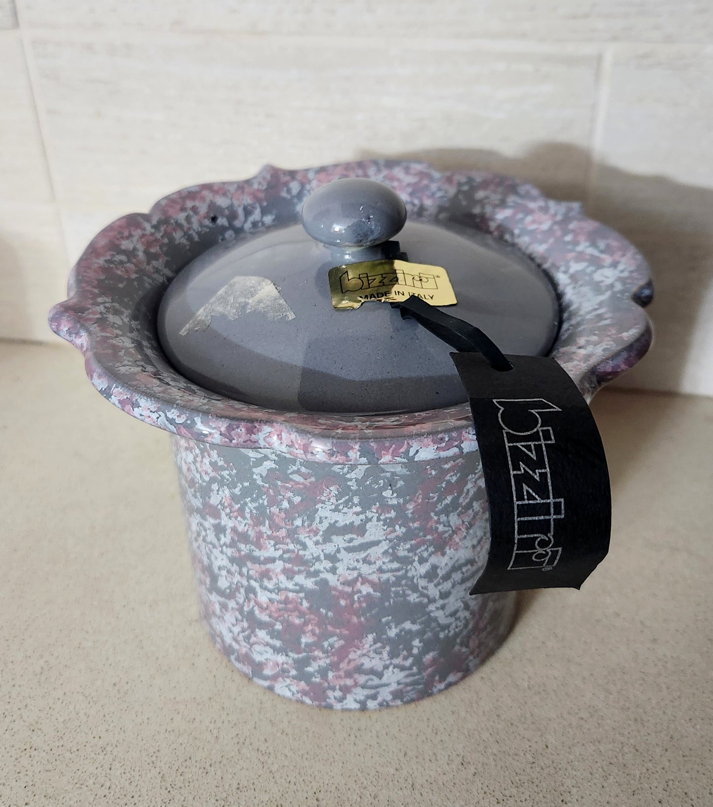 Bizzirri Italy Hand-Painted Spongeware Ceramic Canister