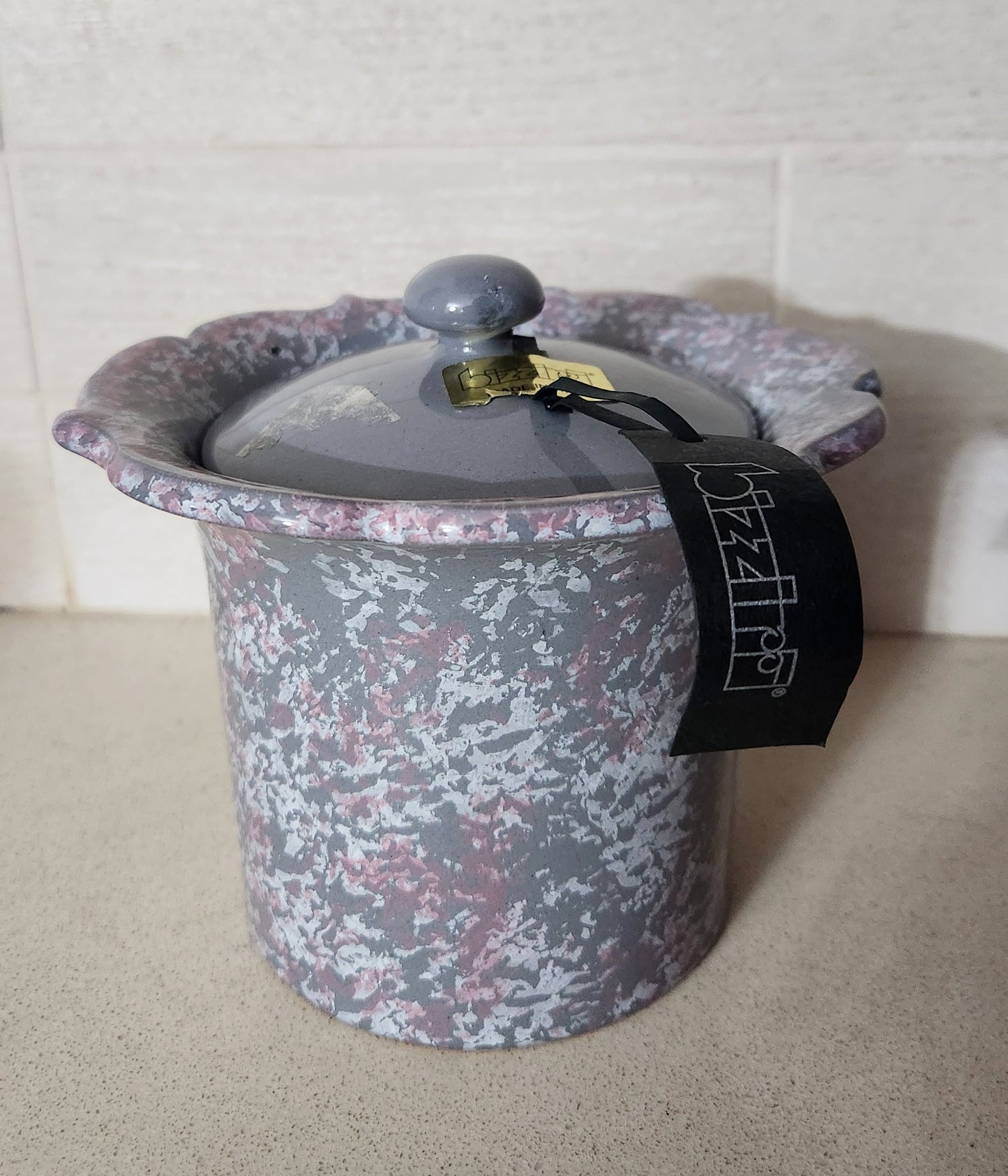 Bizzirri Italy Hand-Painted Spongeware Ceramic Canister