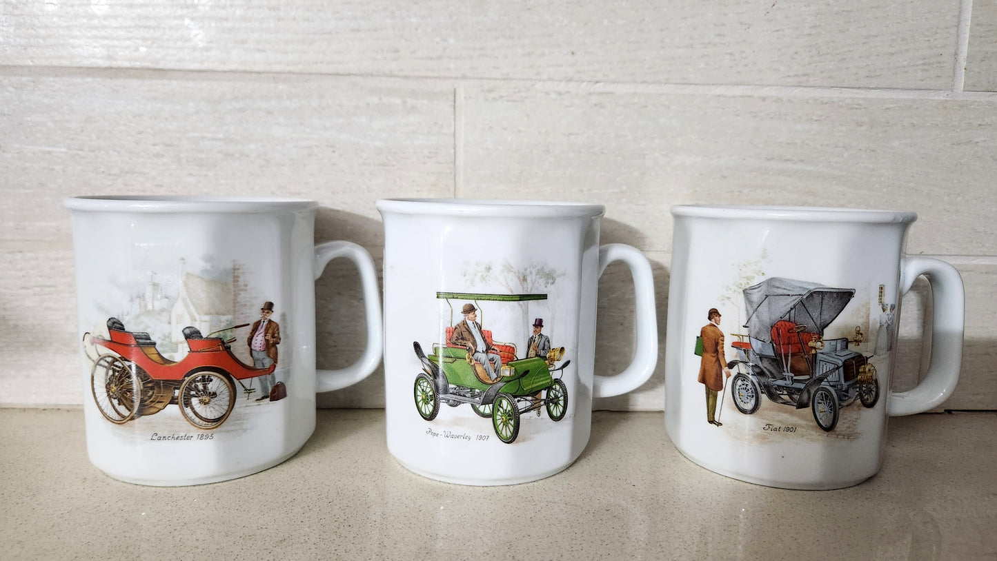 Naaman Fine Porcelain Mugs - Antique Classic Cars Collection