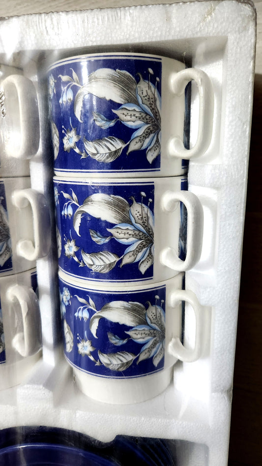 Pagnossin Treviso Italy Ceramic Coffee/Tea Set - 6 Cups & Saucers