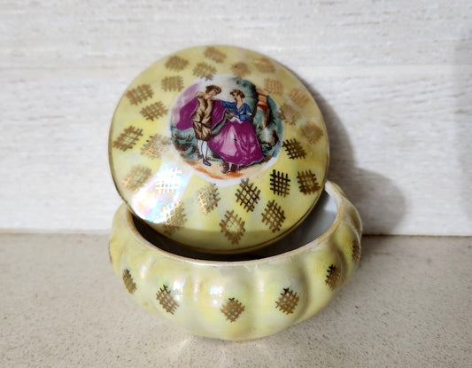 Limoges style Iridescent Lusterware Porcelain Trinket Box