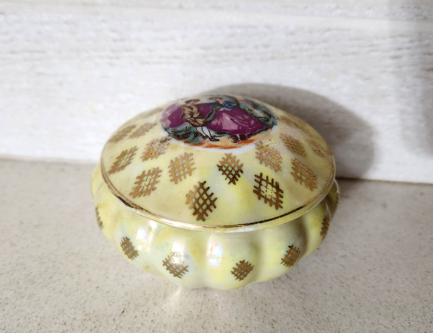 Limoges style Iridescent Lusterware Porcelain Trinket Box