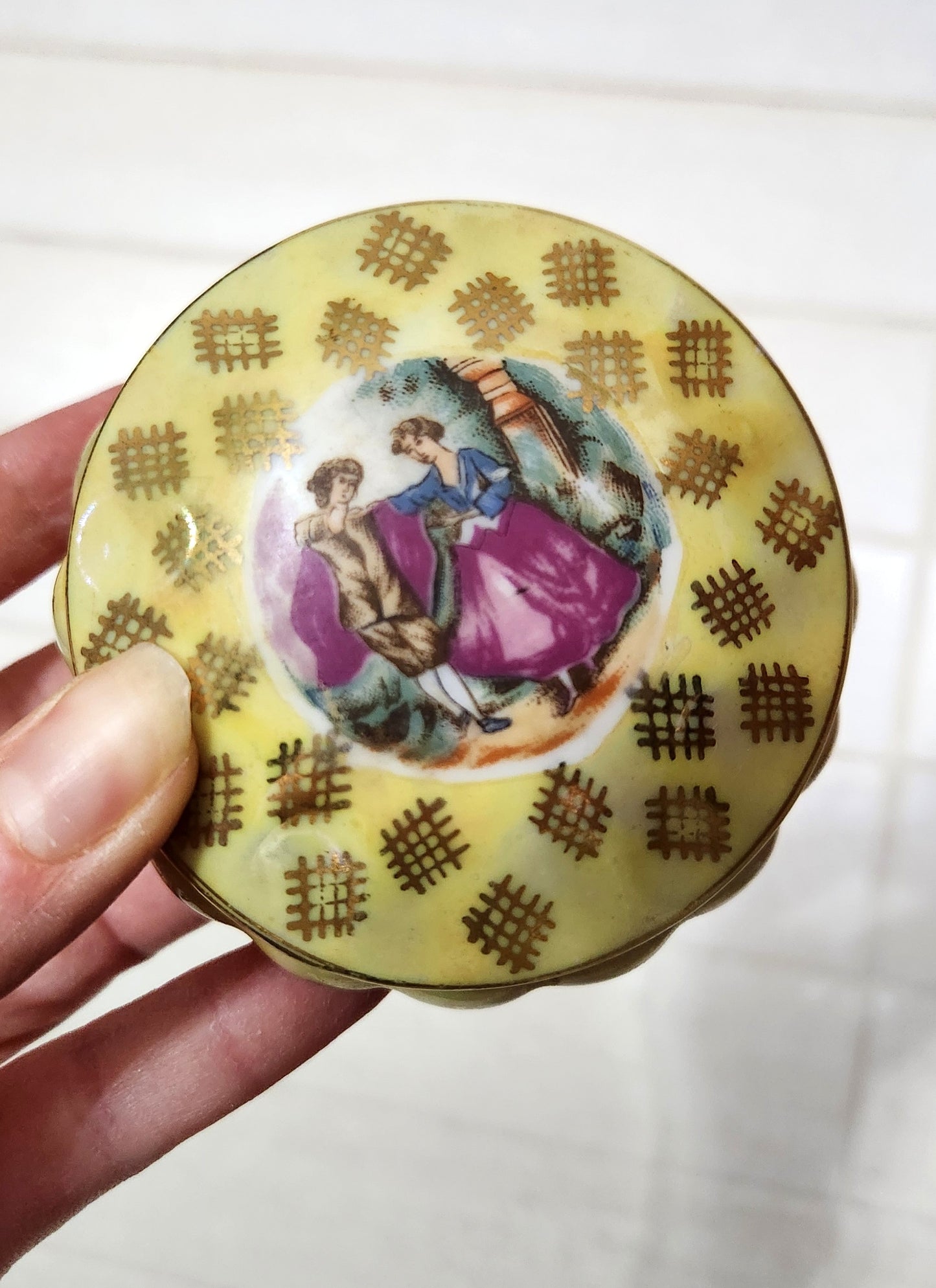 Limoges style Iridescent Lusterware Porcelain Trinket Box