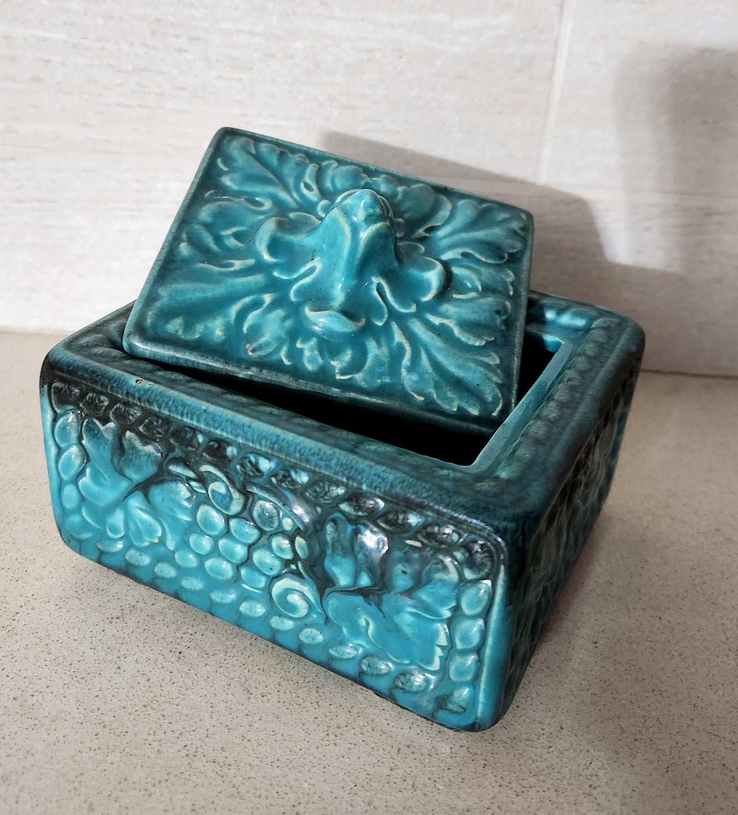 Turquoise Glazed Ceramic Trinket Box