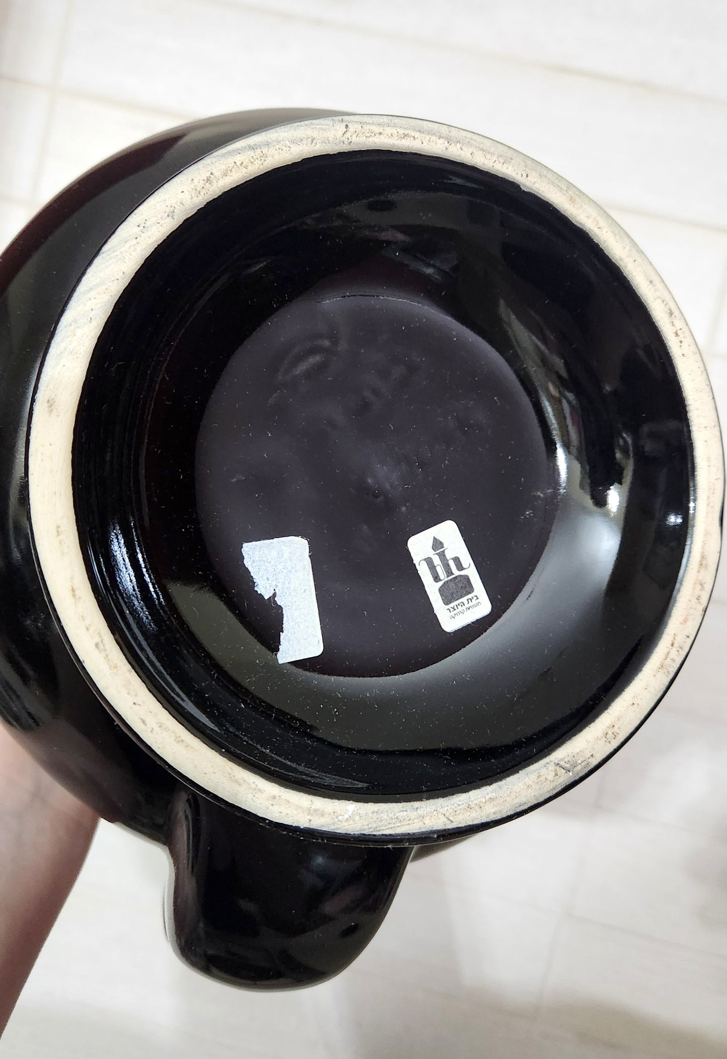Beit Hayotzer Black Ceramic Teapot with Daisies & Bamboo Handle