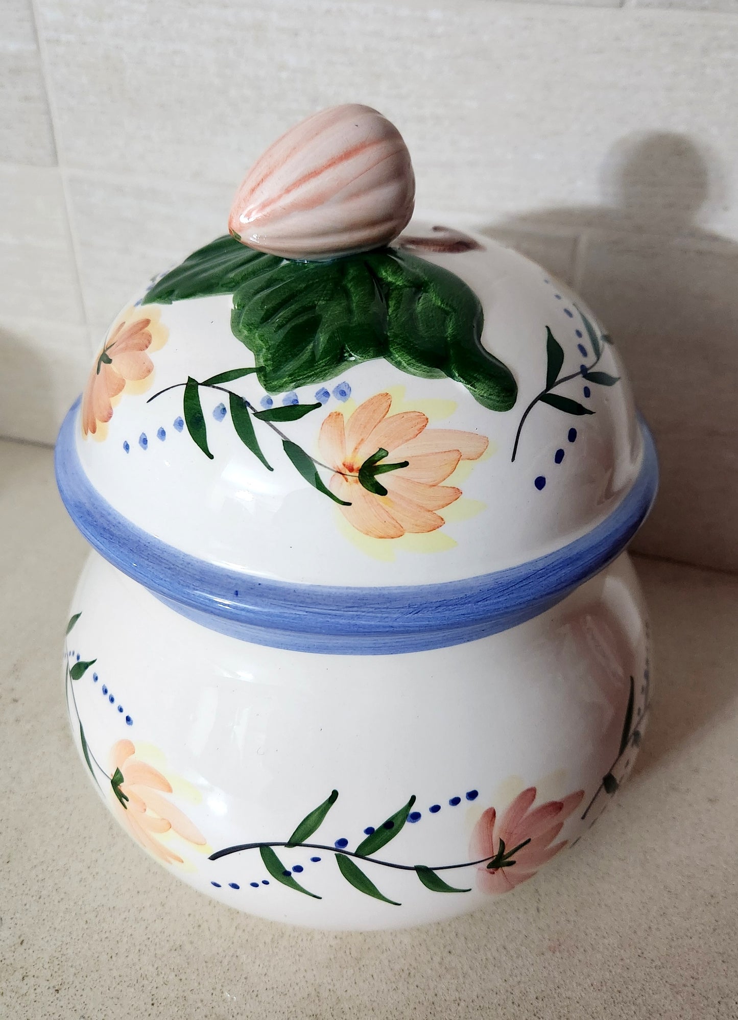 Lapid Hand-Painted Ceramic Canister/Jar with Lid