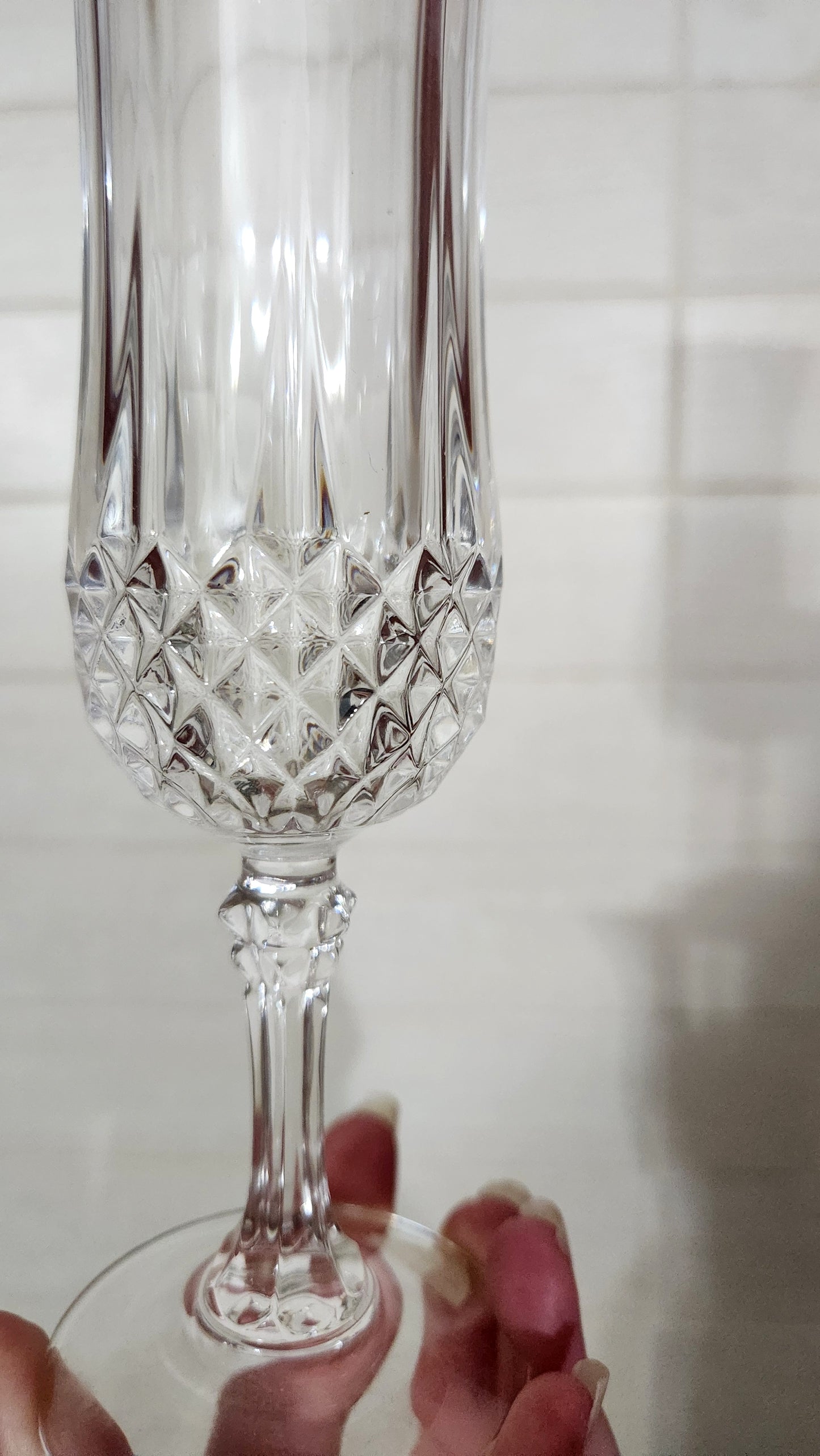 Set of 2 Cristal d'Arques "Longchamp" Lead Crystal Champagne Flutes