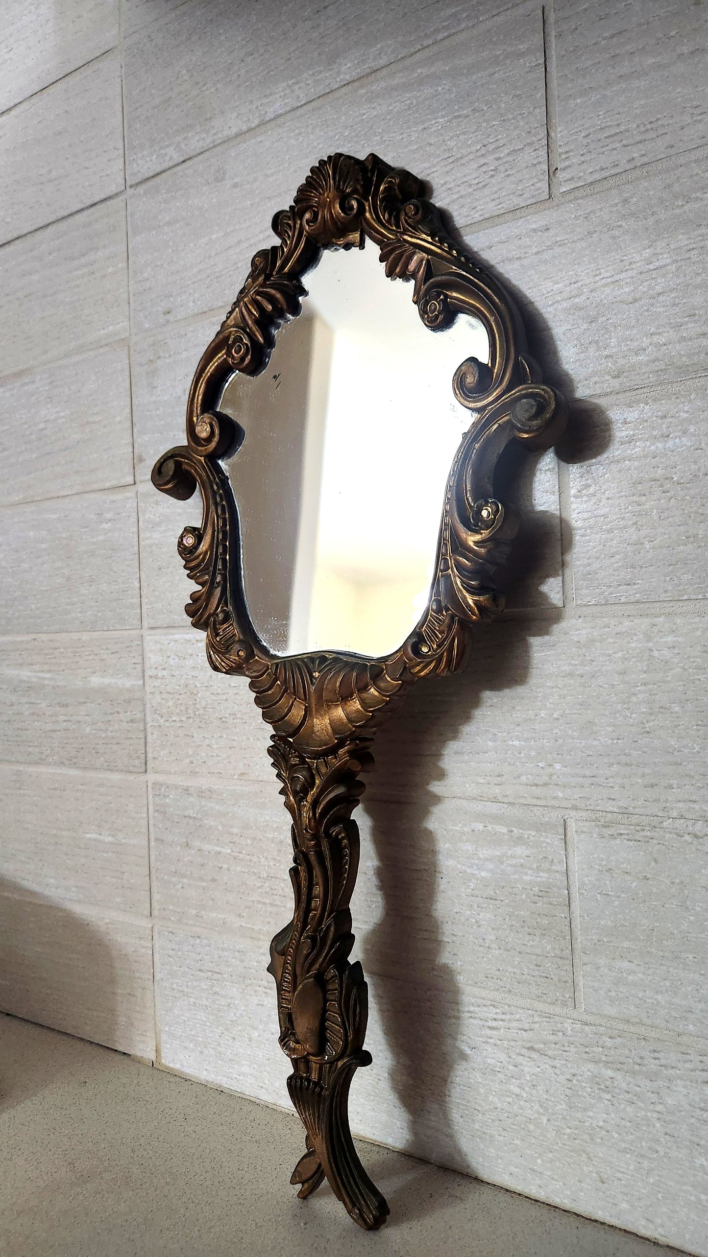 Antique Style Baroque Rococo Hand Mirror