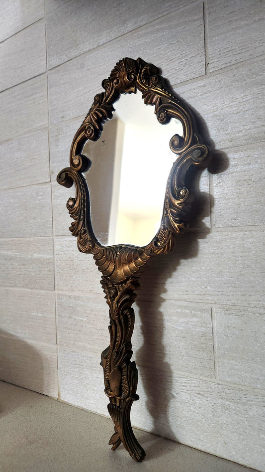 Antique Style Baroque Rococo Hand Mirror