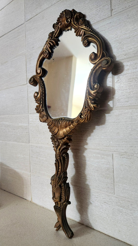 Antique Style Baroque Rococo Hand Mirror