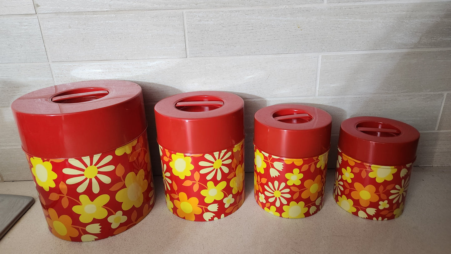 70s MASSILLY Tin Containers/Jars Set