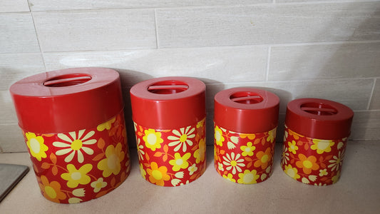 70s MASSILLY Tin Containers/Jars Set
