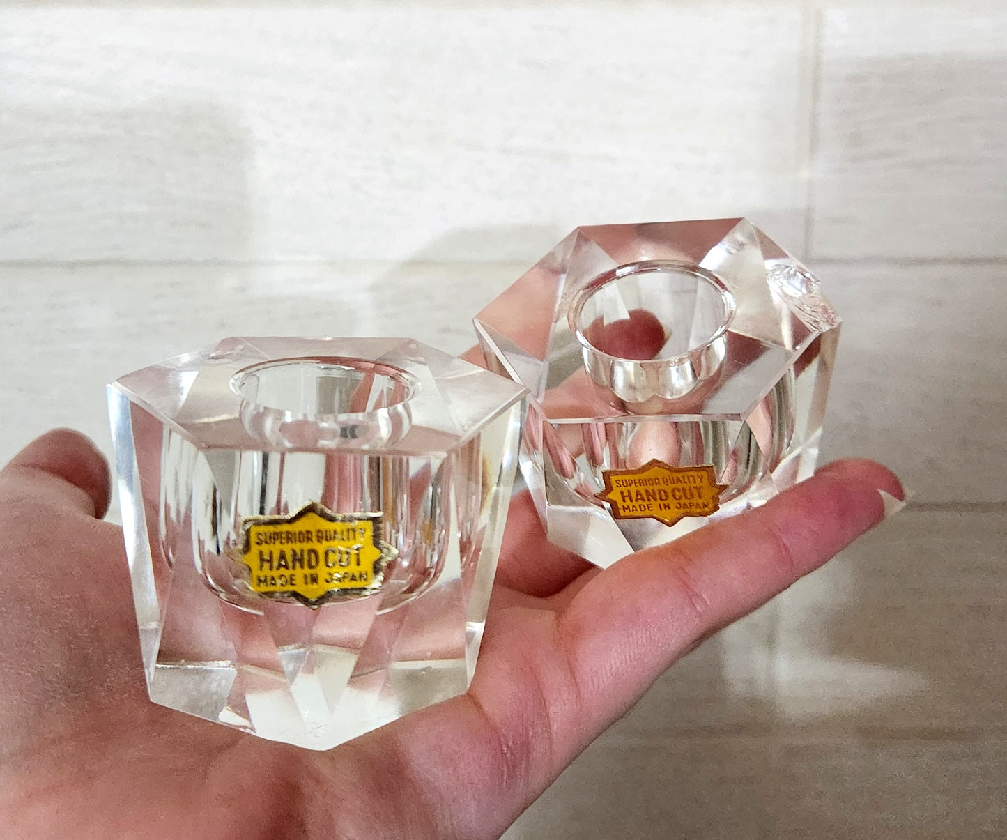 Japanese Hand-Cut Crystal Candle Holders