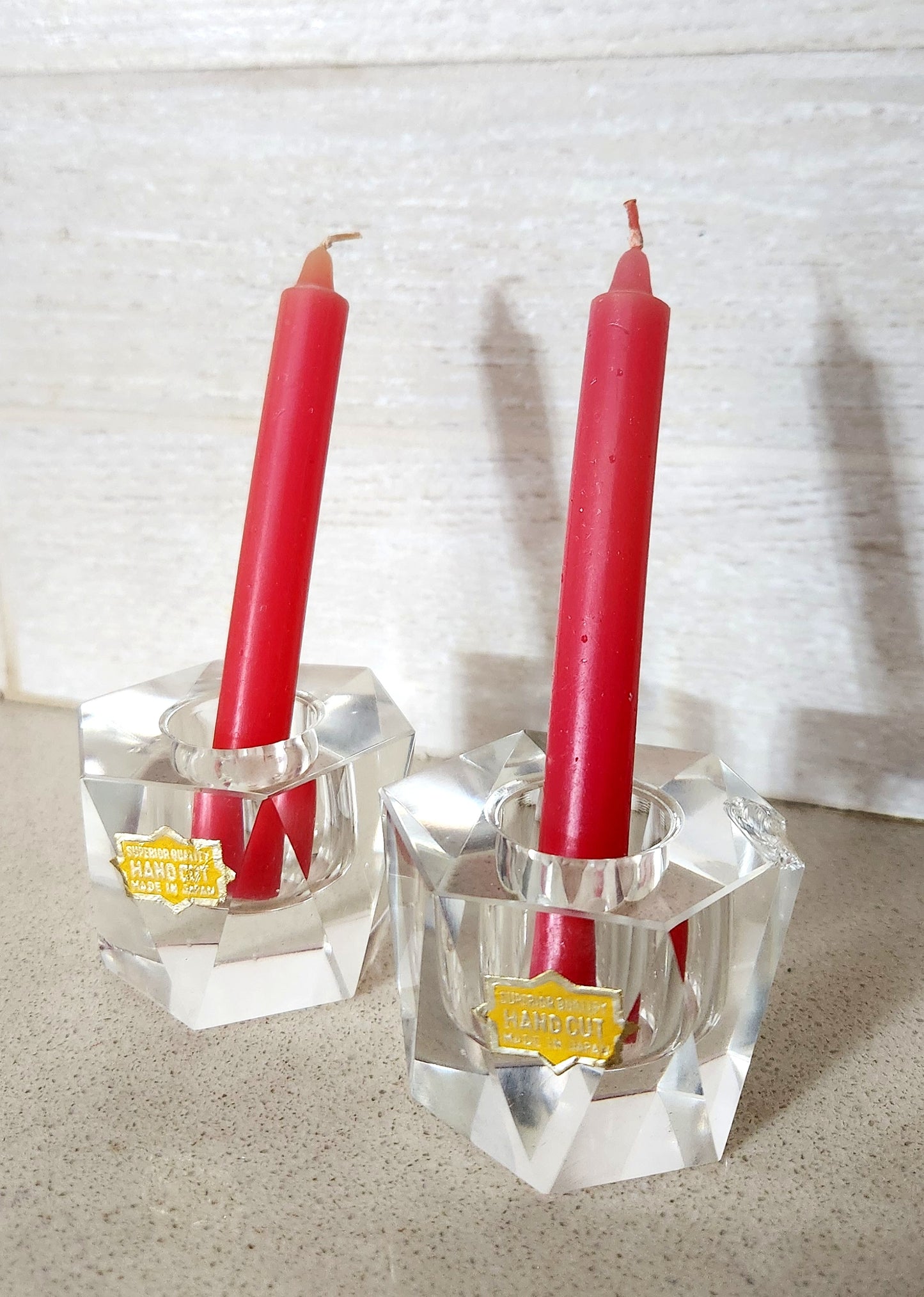 Japanese Hand-Cut Crystal Candle Holders
