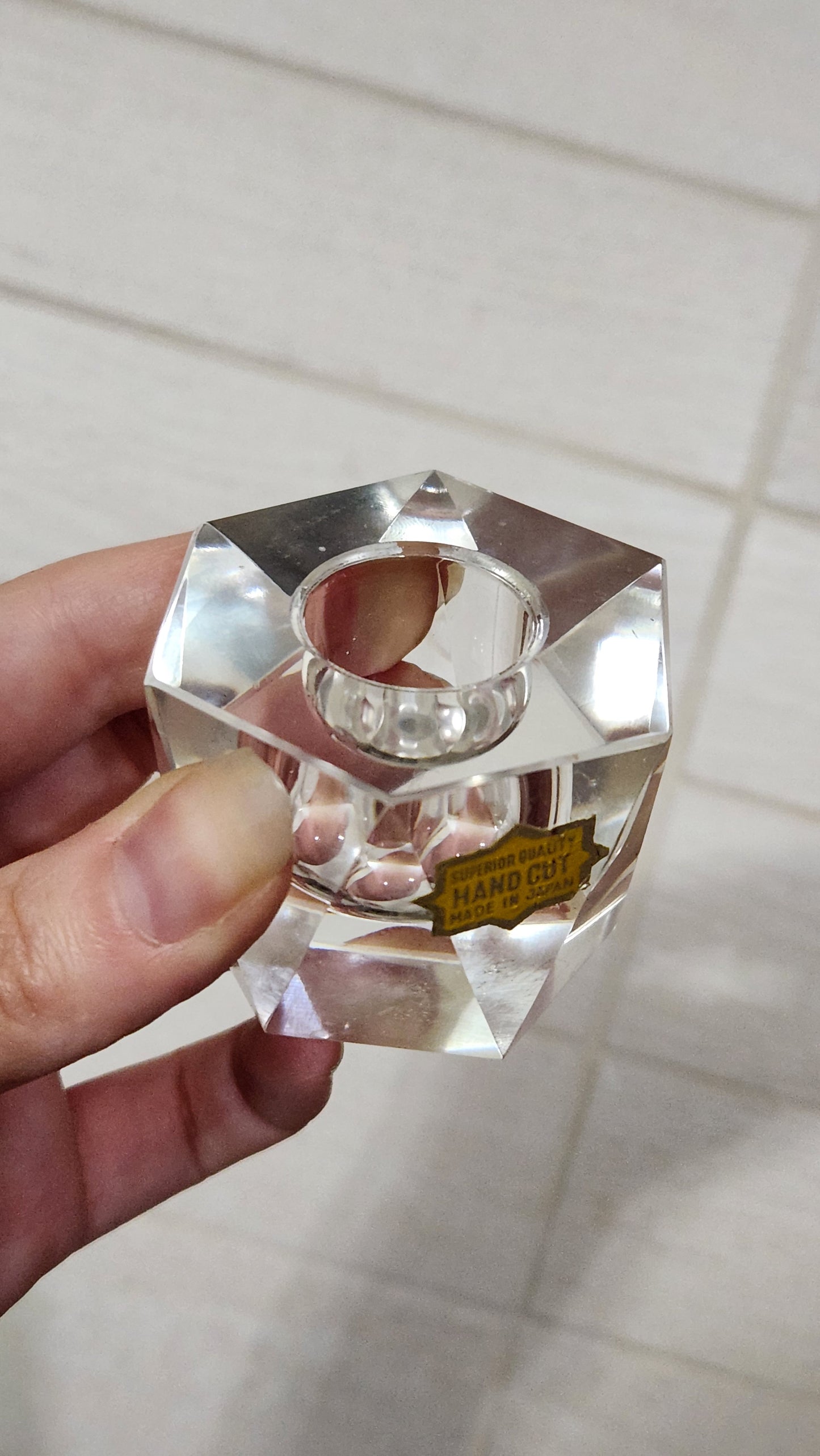 Japanese Hand-Cut Crystal Candle Holders