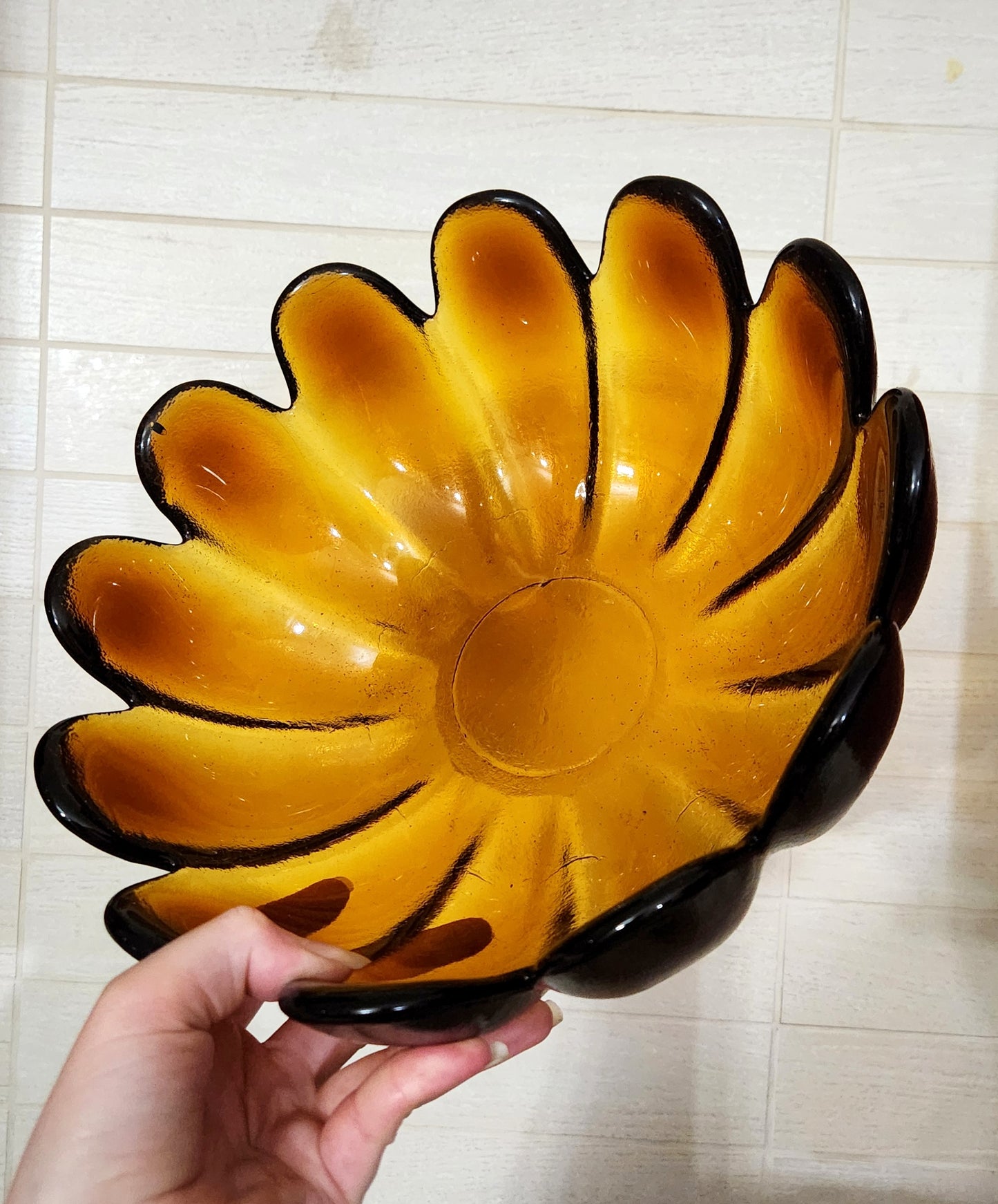 Indiana Glass Amber "Luau" 3-Piece Salad Set