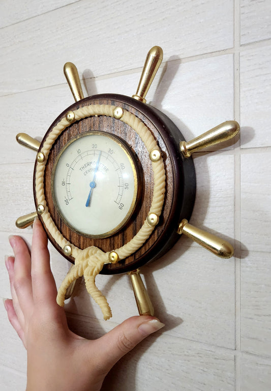 Nautical Ship's Wheel Wall Thermometer