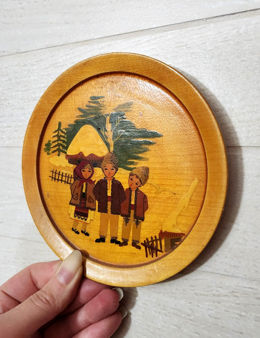 Traditional Eastern European Folk Art Wooden Wall Plaque