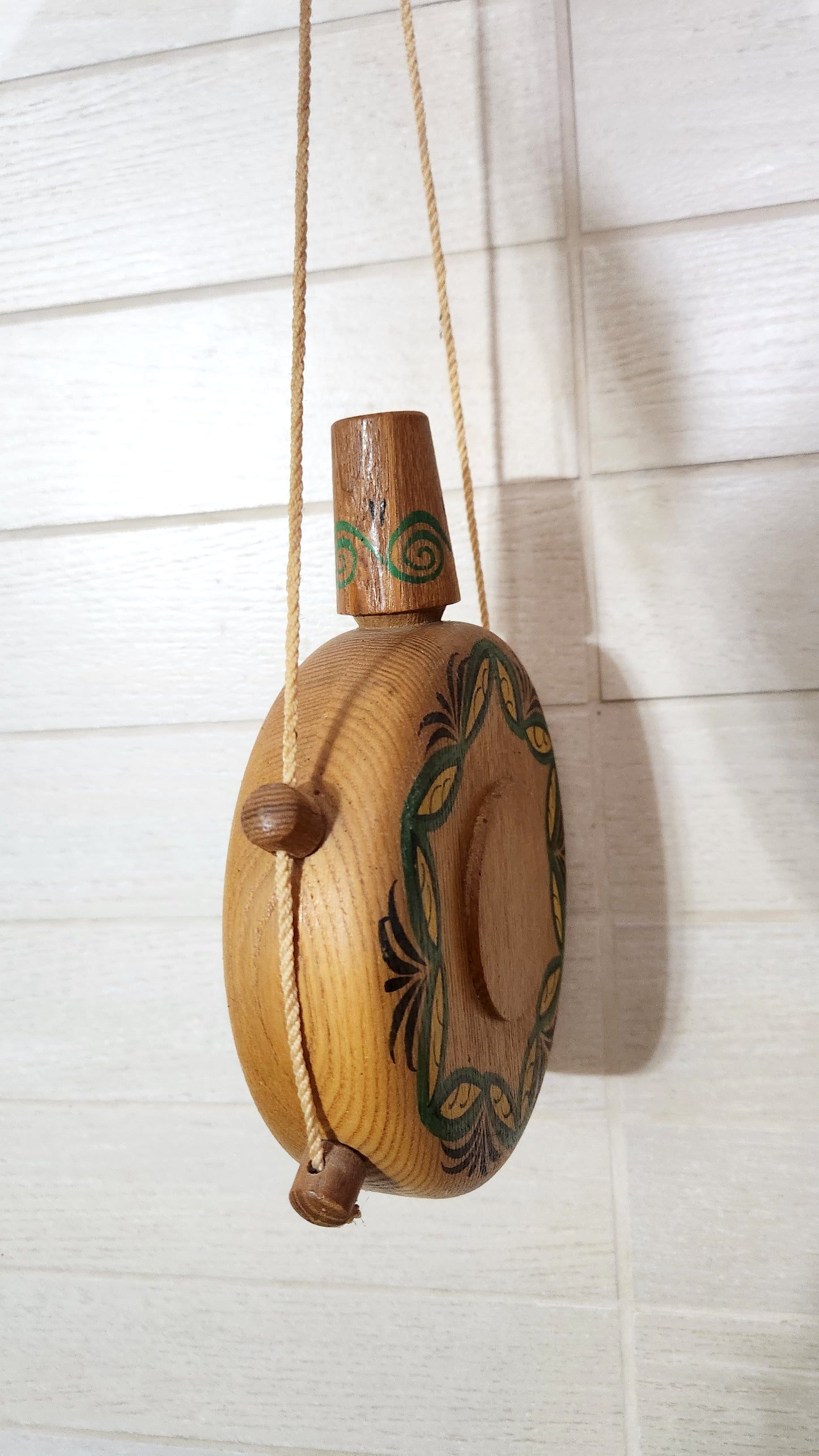 Decorative Hand-Painted Wooden Flask/Canteen