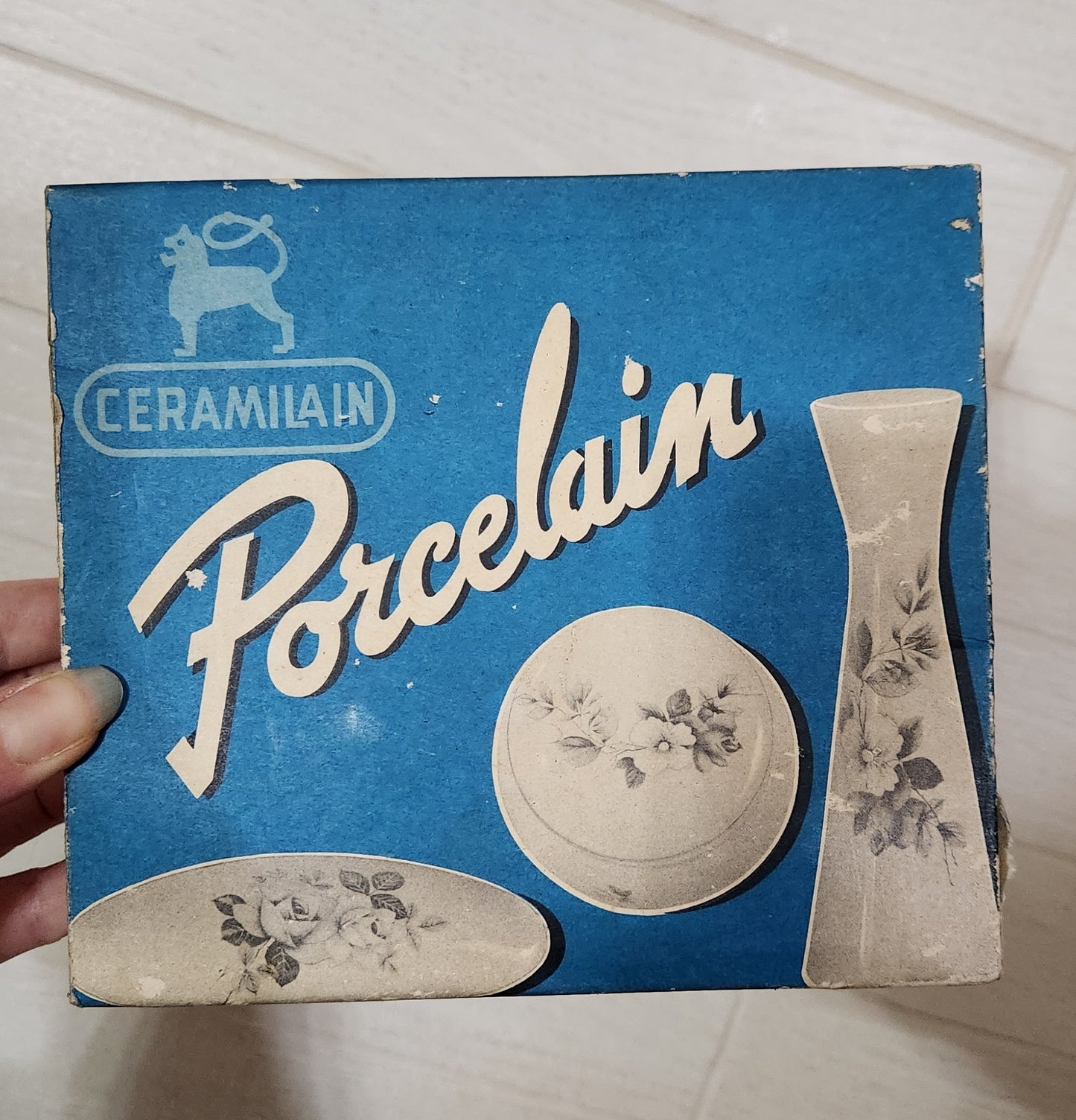 Israeli Ceramilain Porcelain Miniature 3-Piece Vanity Set