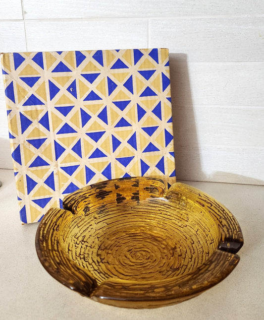 Anchor Hocking Amber Glass Organic Textured Bowl