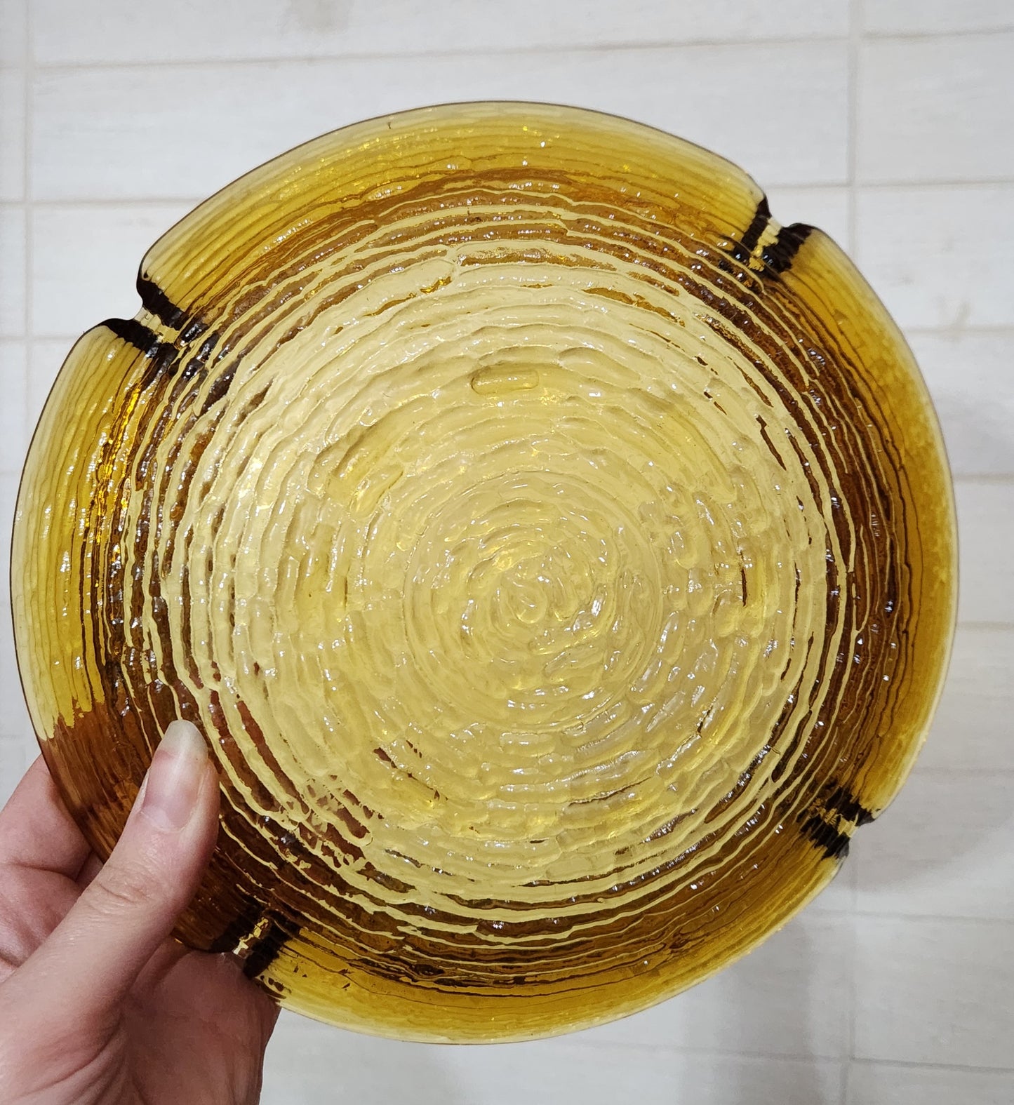 Anchor Hocking Amber Glass Organic Textured Bowl