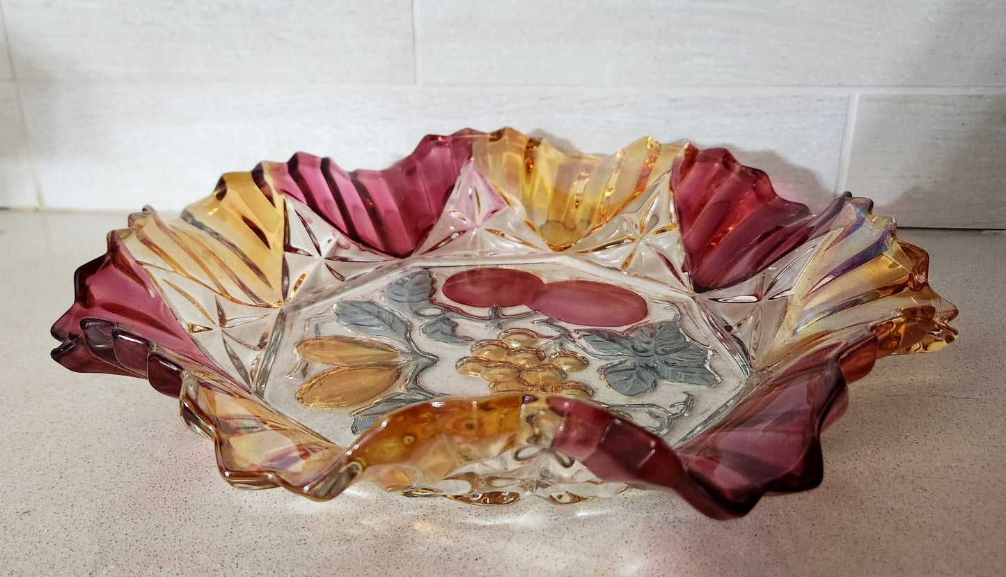 Iridescent Flashed Glass Fruit Bowl