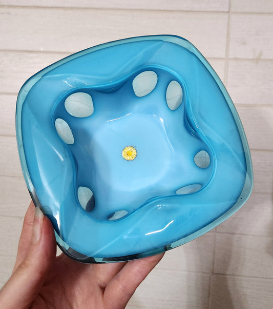 Mid-Century Modern Japanese Art Glass "Swiss Cheese" Bowl