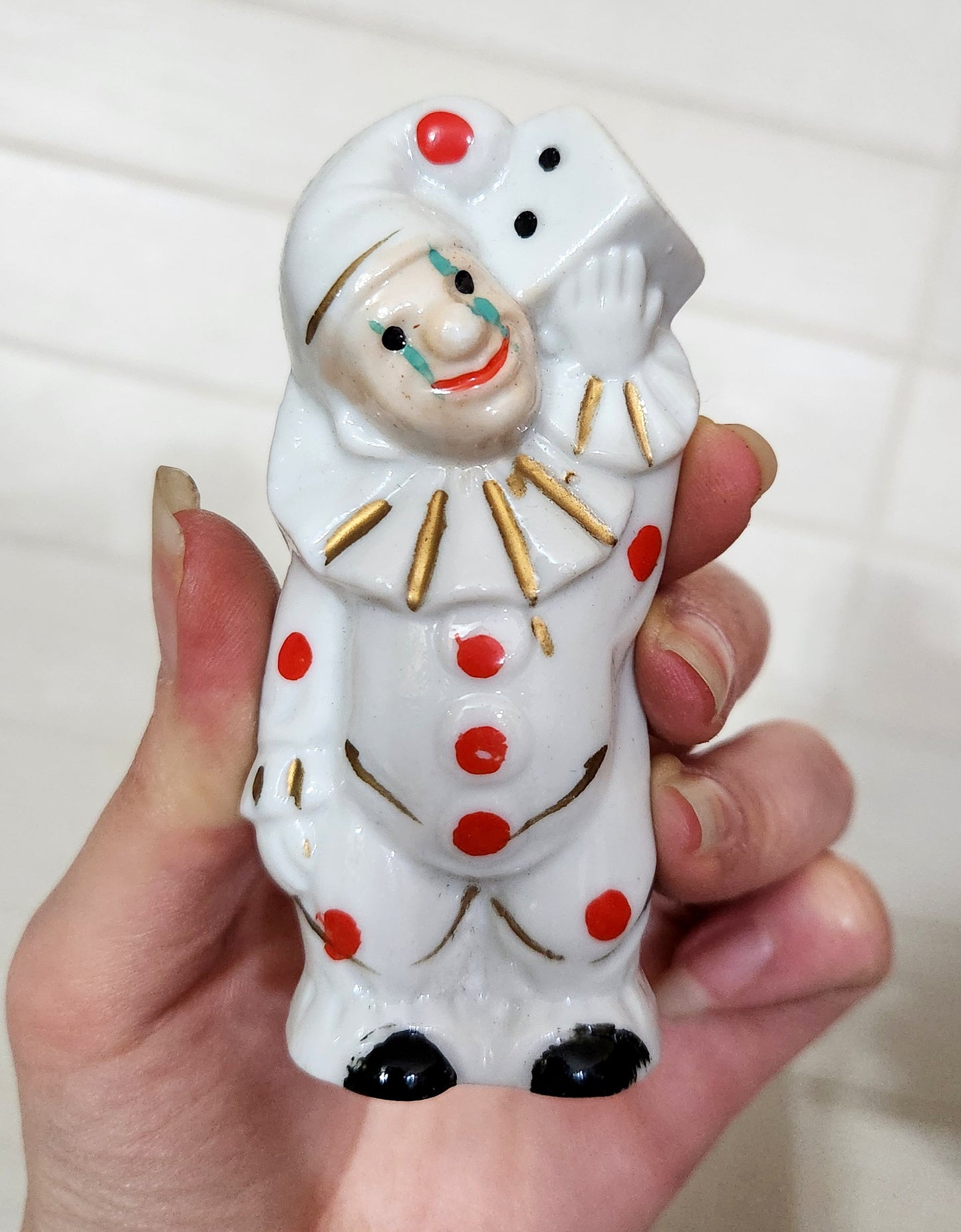 Japan Porcelain Pierrot Clown Figurines Pair