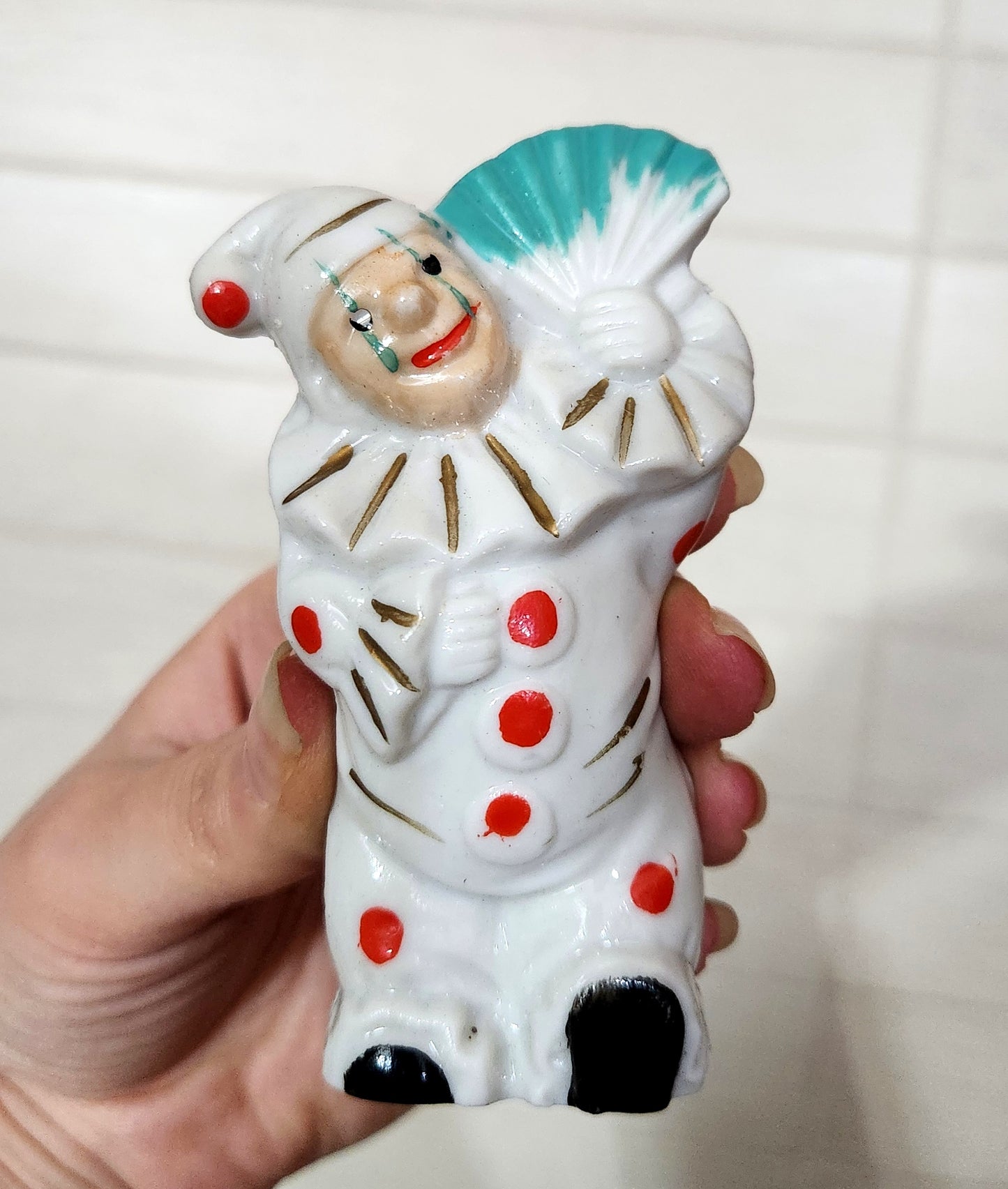 Japan Porcelain Pierrot Clown Figurines Pair