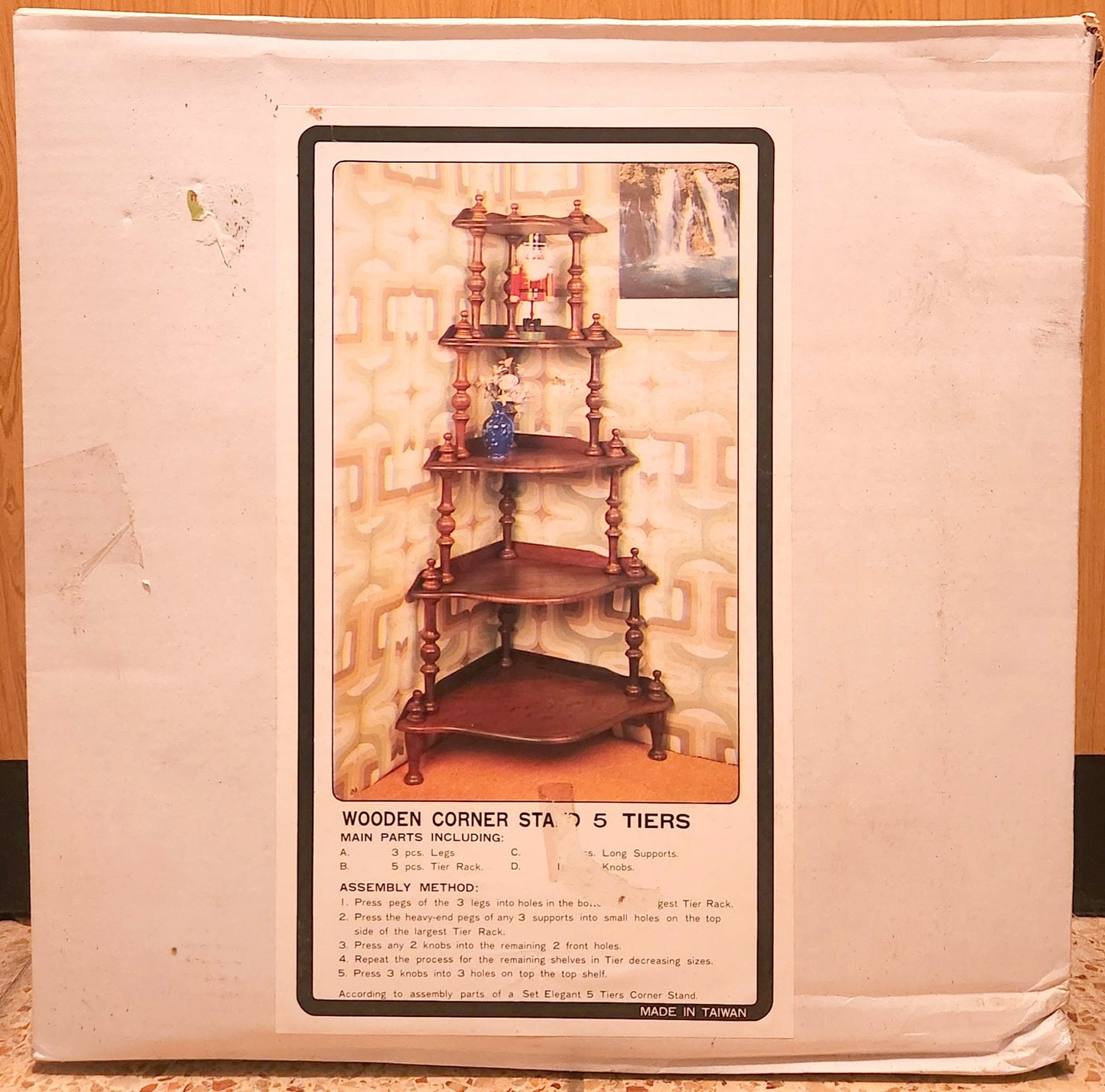 Wooden 5-Tier Corner Stand Shelf, New in Box