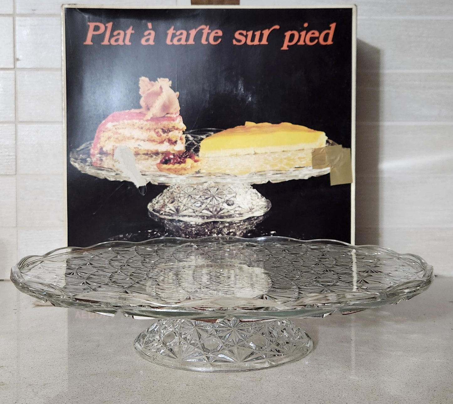 Luxhem Veropa Pressed Glass Footed Cake Platter