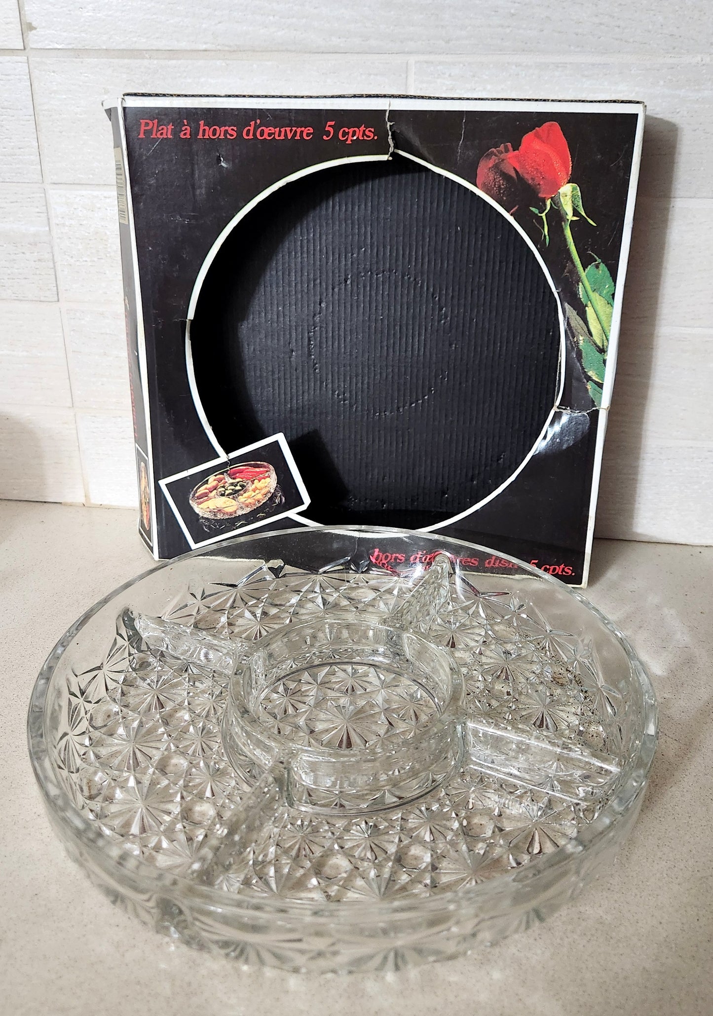 5-Compartment Glass Hors d'oeuvres Serving Dish