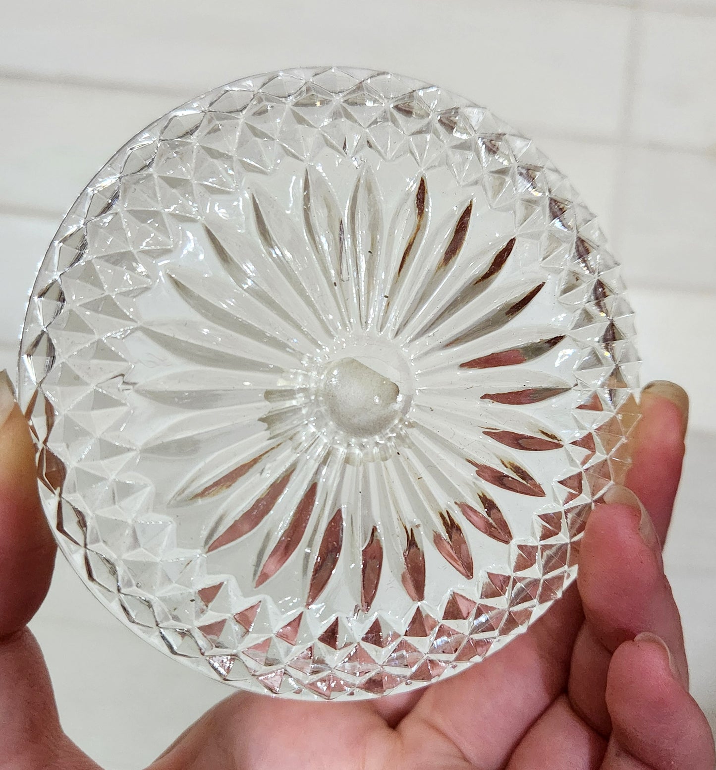 50s Hofbauer 24% Lead Crystal Wine Glass Coasters Set with Metal Stand