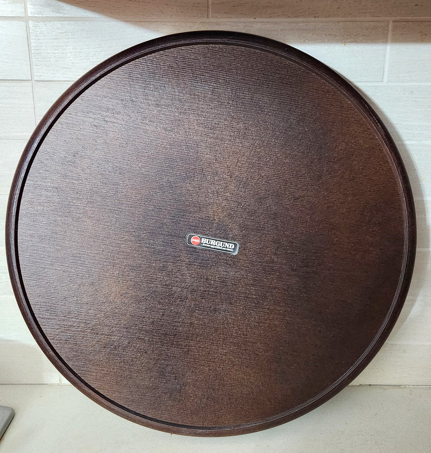 70s EMSA West Germany "Burgund" Round Wood Serving Tray