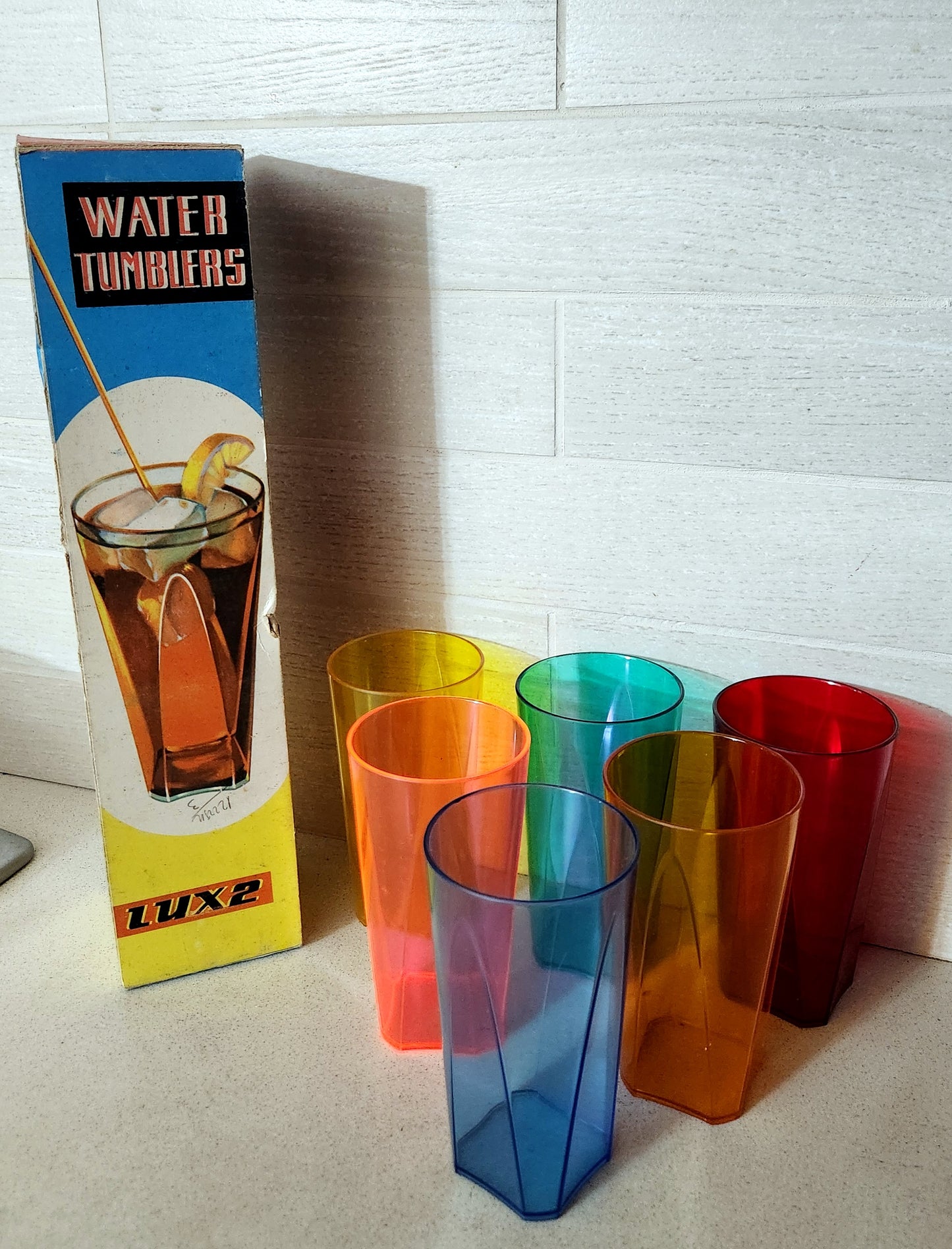 Vintage Mid-Century Luxe Plastic Water Tumblers, Set of 6