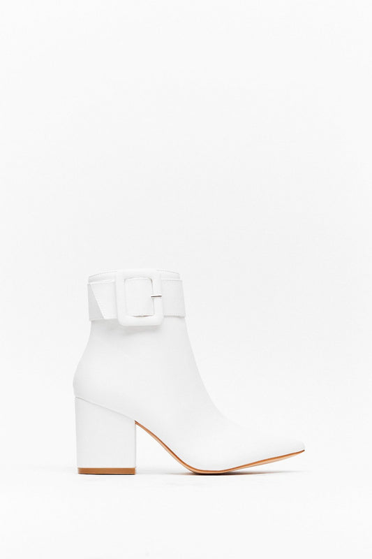 NASTYGAL Buckle It Up Faux Leather Pointed Boot - size US 8 (39 EU)